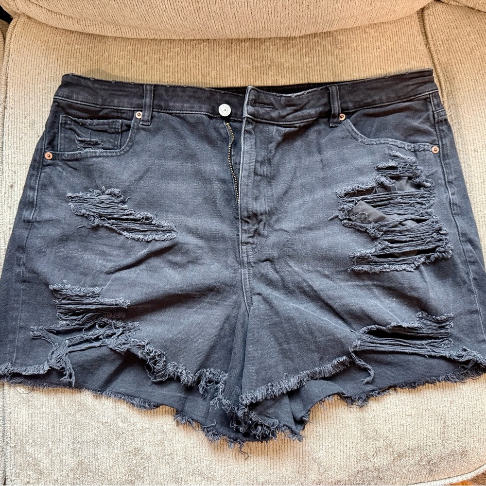 American Eagle Outfitters Black Distressed Jean Shorts
